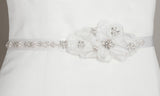 Pearl and Crystal Flower Cluster Bridal Sash - 3388BT