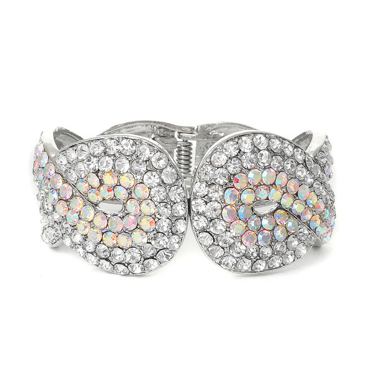 Iridescent Crystal Wedding or Prom Cuff Bracelet 3439B
