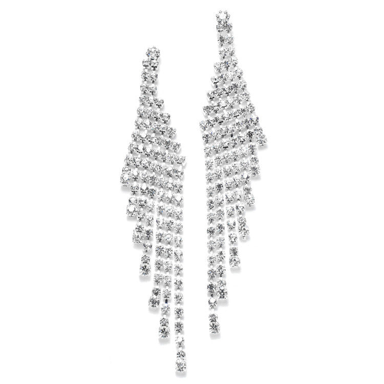 Cascading Rhinestone Prom or Wedding Earrings 3467E