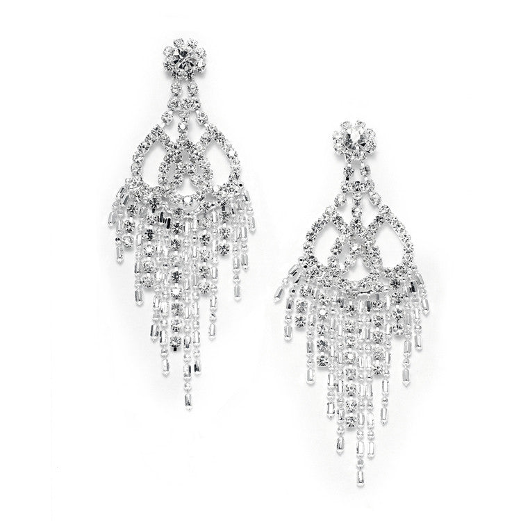 Rhinestone & Beads Prom Chandelier Earrings