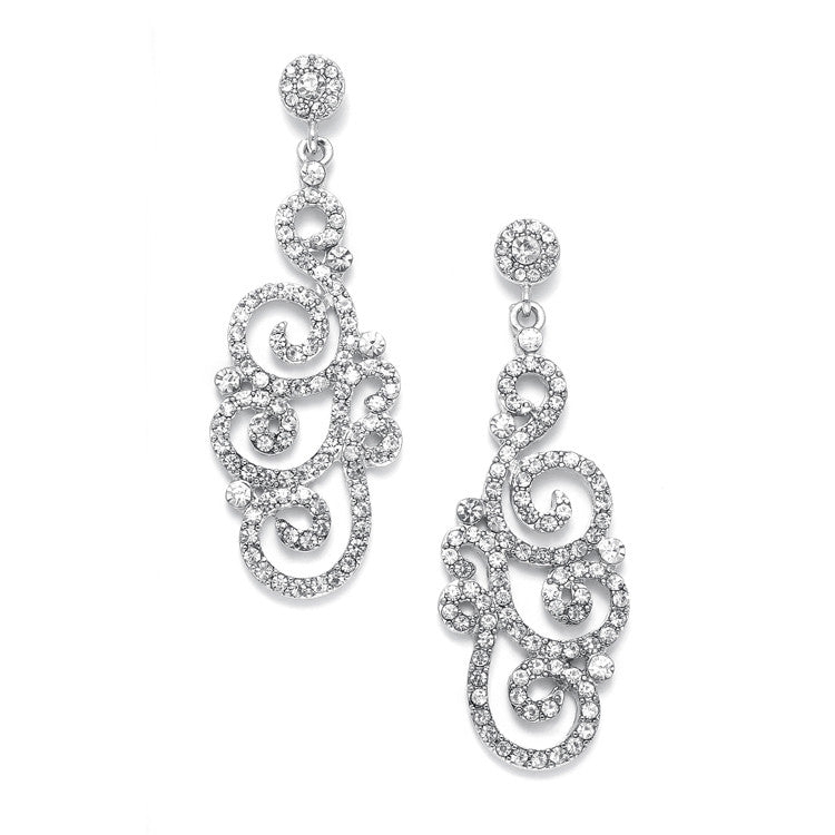 Vintage Jewel Encrusted Wedding or Prom Earring 3478E