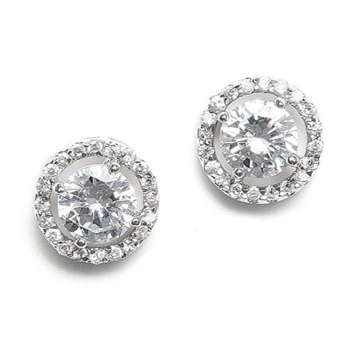 Bridal Earrings with Bold CZ Solitaire 347E