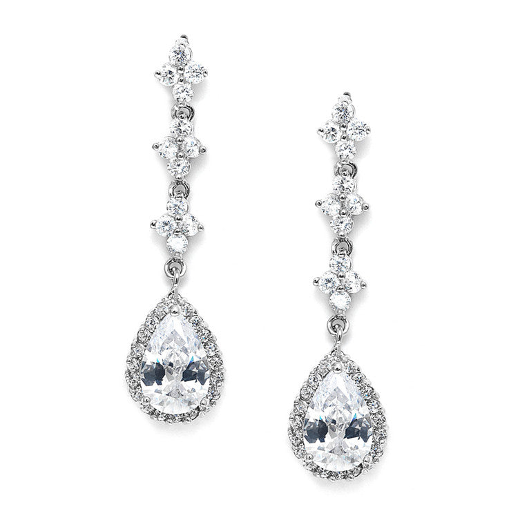 Bridal or Prom Cubic Zirconia Dangle Earrings 3517E