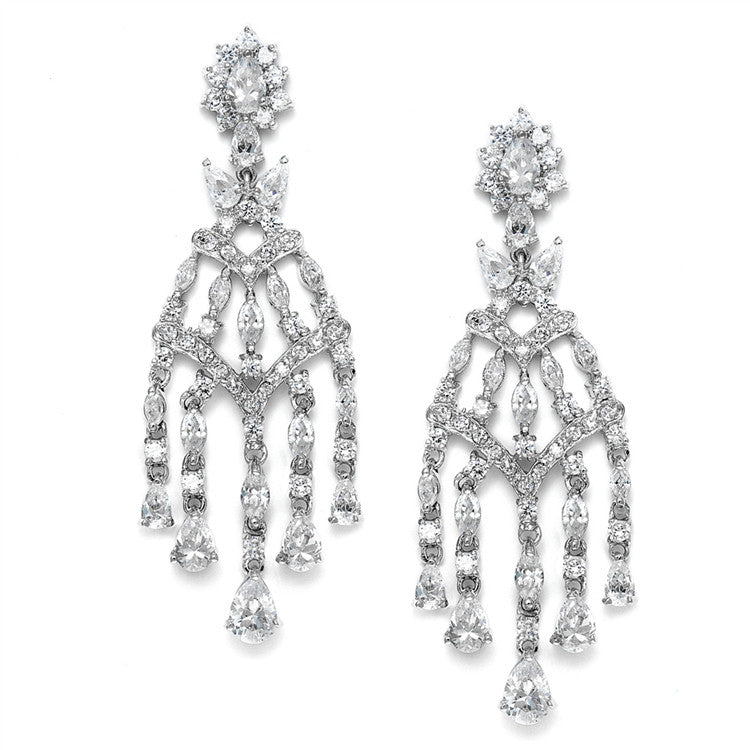 THIS PRICE IS NOT A TYPO! Opulent Cubic Zirconia Wedding Chandelier Earrings 3521E