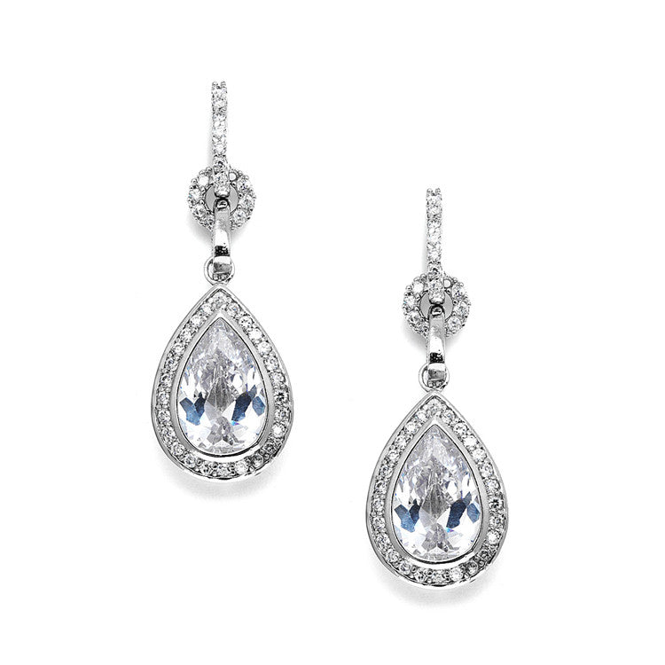 Bridal or Prom Cubic Zirconia Teardrop Earrings 3522E