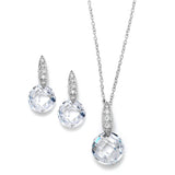 Faceted Crystal Drop Necklace and Earrings Set with Cubic Zirconia 3531S
