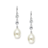 Freshwater Pearl and Cubic Zirconia Dangle Wedding Earrings 3535E