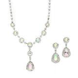 Iridescent Rhinestone Prom or Bridesmaid Necklace & Earrings Set 3555S-AB