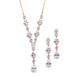 Glamorous Rose Gold Mixed Cubic Zirconia Wedding Necklace & Earrings Set 3564S-RG