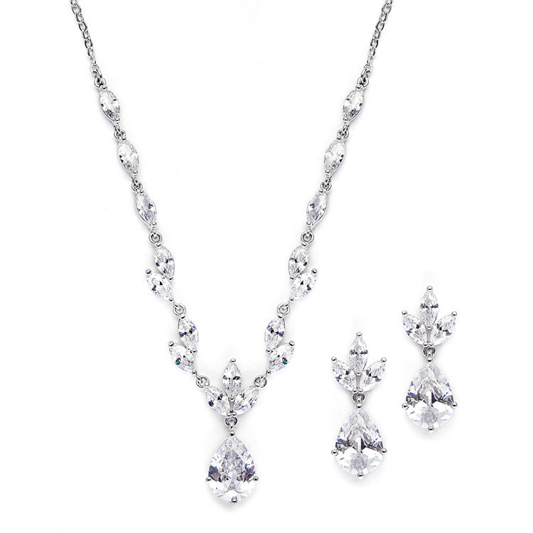Cubic Zirconia Bridal Neck Set with Pears & Marquise 3565S