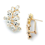 Shimmering Cubic Zirconia Marquis Cluster Gold Earrings 3598E-G