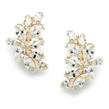 Shimmering Cubic Zirconia Marquis Cluster Gold Clip-On Earrings 3598EC-G