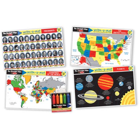 Melissa & Doug Advanced Subject Skills Placemat Set: United States, Presidents, Countries of the World, and Planets 8pc