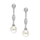 Dangle Wedding Earrings with CZ Filigree & Bold Pearl 3625E