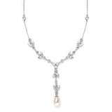 Freshwater Pearl & Cubic Zirconia Tulip Wedding Necklace 3638N
