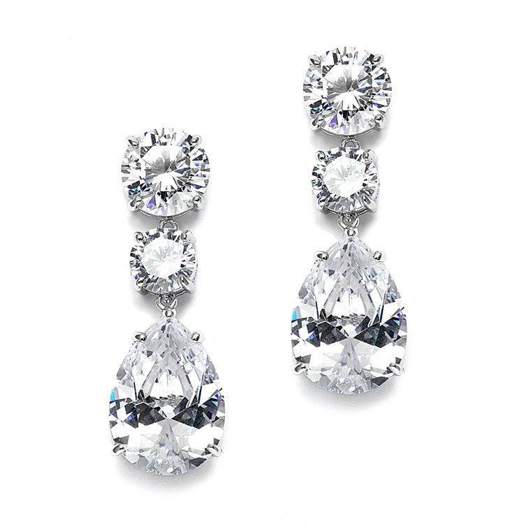 Bold Shape Cubic Zirconia Wedding or Party Earrings 3655E