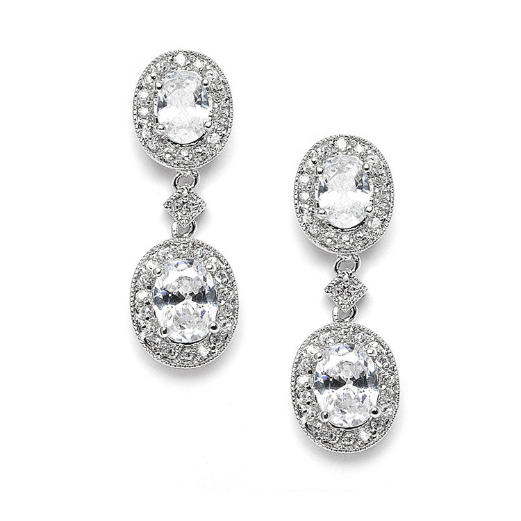 Vintage Cubic Zirconia Bridal or Bridesmaids Earrings 3658E