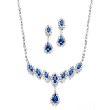 Royal Blue Rhinestone Necklace & Earrings Set 3669S-RY