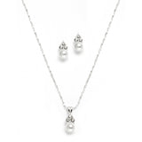 White Pearl & Crystal Wedding Necklace & Earrings