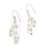 Genuine Freshwater Pearls & Crystals Beach Wedding Earrings 3685E