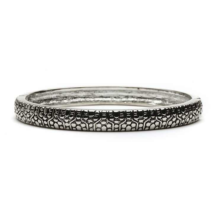 Textured Silver Rhodium Antique Designer Bangle 3698B