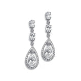 Dangle Wedding Earrings with Caged CZ Pear 369E-CR