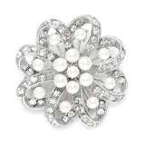 Regal Crystal & Pearl Swirl Vintage Wedding Brooch