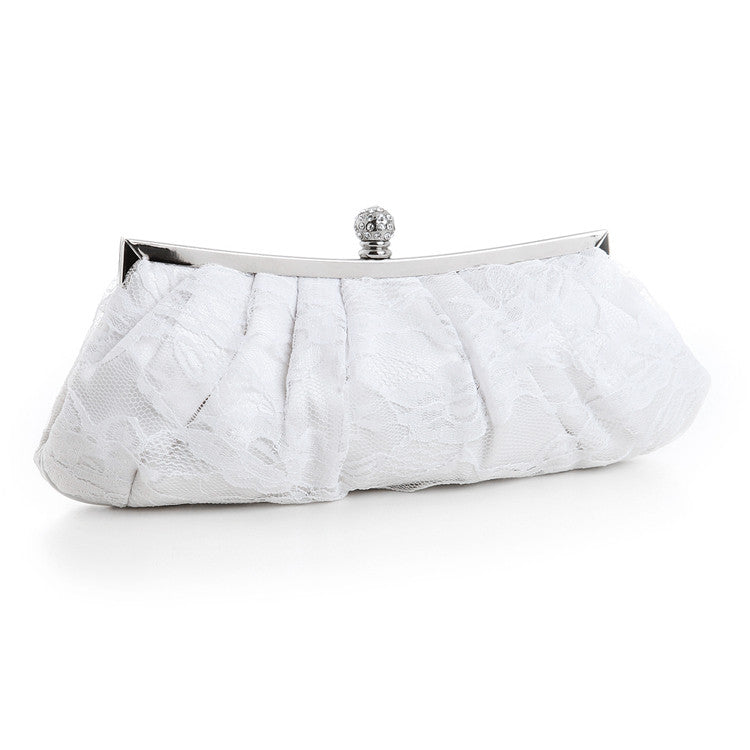 White Lace Bridal Purse with Crystal Clasp 3733EB-W