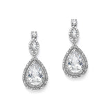 Chic Cubic Zirconia Bridal Earrings with Framed Pear Drops 3755E