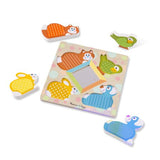 Melissa & Doug First Play Wooden Touch & Feel Puzzle Peek-a-Boo Pets With Mirror (4 Textured pcs)