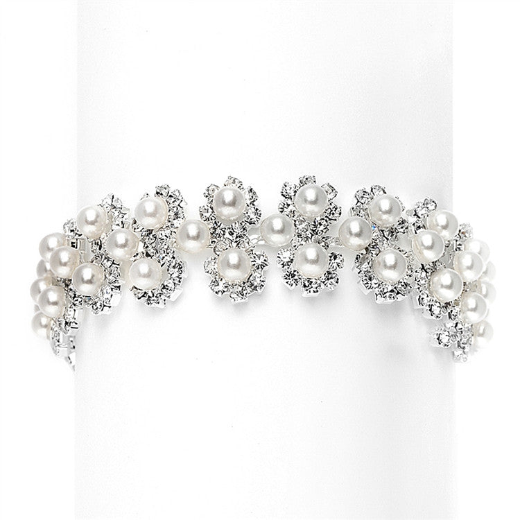 Bridal Bracelet with Daisies 3805B-I-G