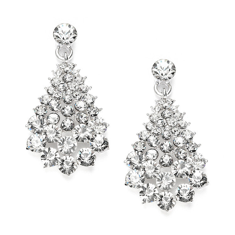 Crystal Cluster Wedding or Prom Dangle Earrings