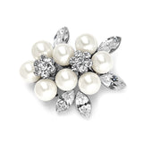 Soft Cream Pearl & Crystal Cluster Bridal Brooch