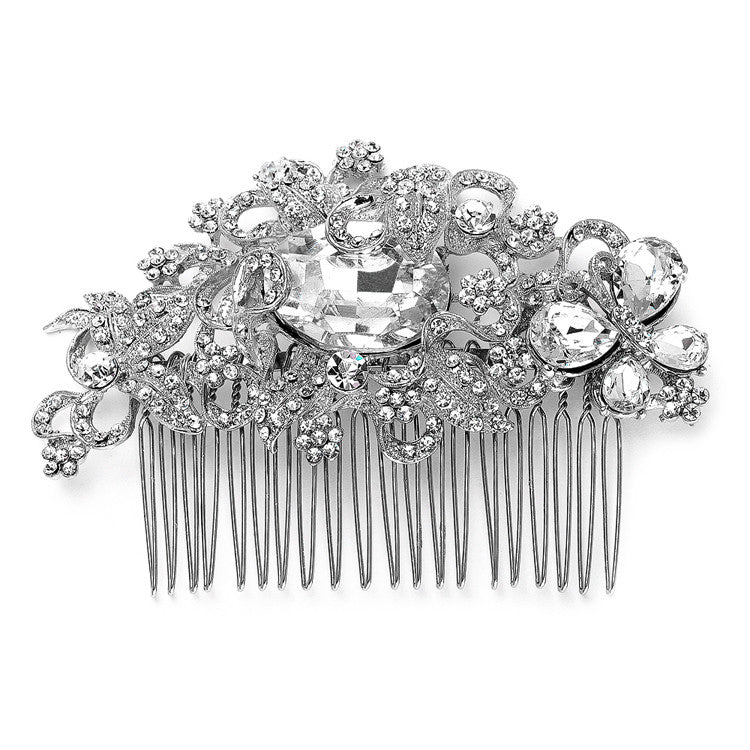 Austrian Crystal Bejeweled Butterfly and Bold Oval Bridal Comb 3878HC