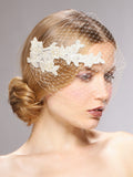 French Netting Bandeau Bridal Veil with Vintage Lace 3911V