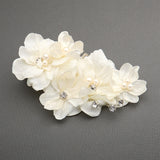 Silk Flower, Pearl & Crystal Vintage Bridal Hair Clip 3920HC