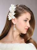 Silk Flower, Pearl & Crystal Vintage Bridal Hair Clip 3920HC