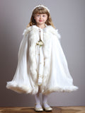 Children's Hooded Satin  Cloak with Faux Fur Trim 3940CL
