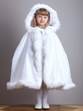 Children's Hooded Satin  Cloak with Faux Fur Trim 3940CL