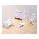 Melissa & Doug Classic Wooden Dollhouse Nursery Furniture (4pc) - Crib, Basinette, Rocker, Rocking Horse