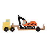 Melissa & Doug Trailer and Excavator Wooden Vehicle Set (3pc)