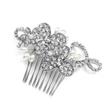 Antique Floral Bridal Comb with Freshwater Pearl Sprays & Graceful Rhinestone Vines 4004HC