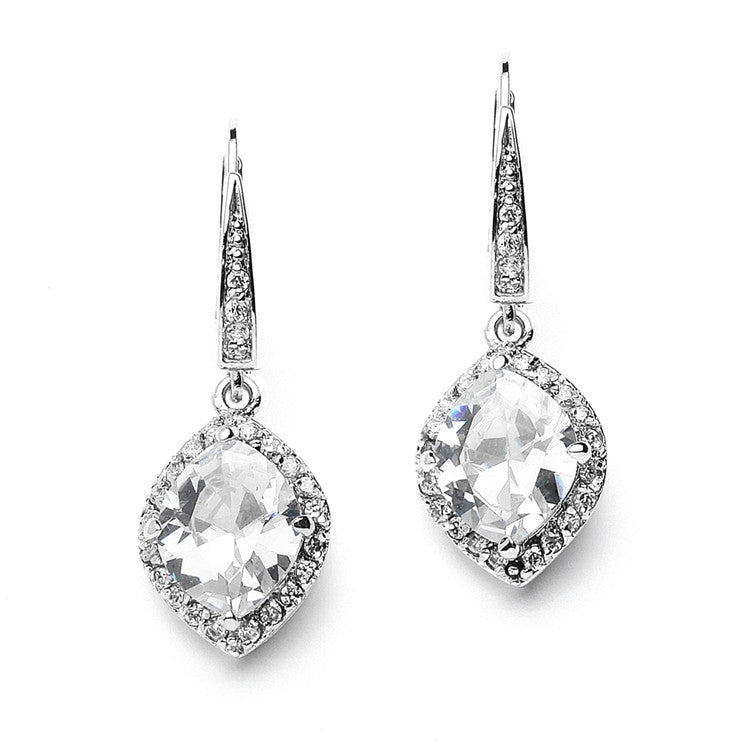Best-Selling Marquise Cubic Zirconia Drop Wedding Earrings with Vintage Euro Wire Top 4007E