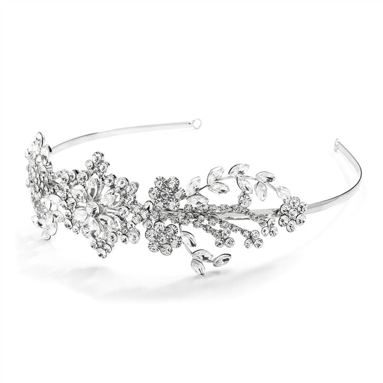 Popular Crystal Wedding Headband or Tiara with Vintage Art Deco Floral Design 4008HB