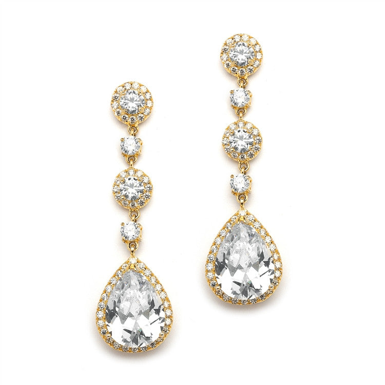 Best-Selling Pear-shaped Drop Bridal Earrings with Pave CZ 400E