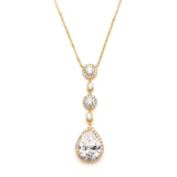 Best-Selling Pear-shaped Drop Bridal Necklace with Pave CZ 400N