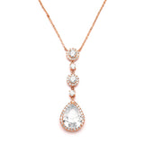 Best-Selling Pear-shaped Drop Bridal Necklace with Pave CZ 400N