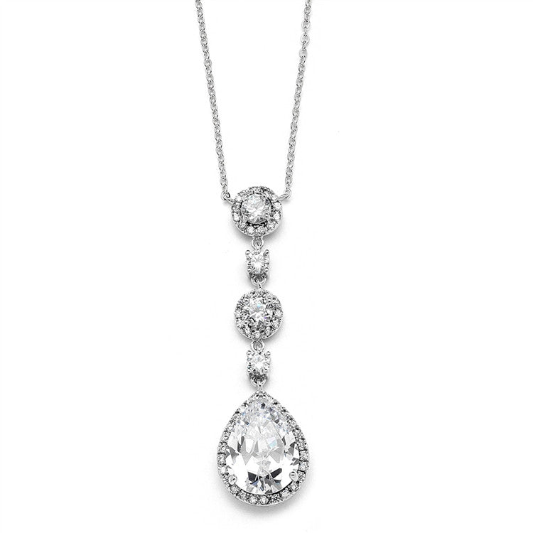 Best-Selling Pear-shaped Drop Bridal Necklace with Pave CZ 400N
