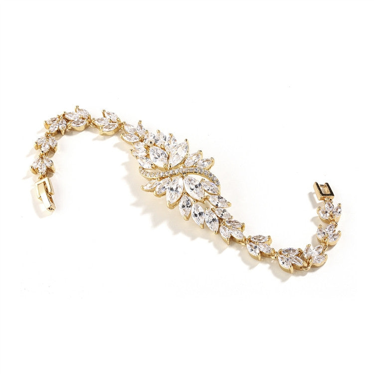 Bridal Bracelet with Marquis Cubic Zirconia Cluster 4014B