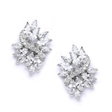 Cubic Zirconia Cluster Bridal Earrings with Delicate Marquis Stones 4014E